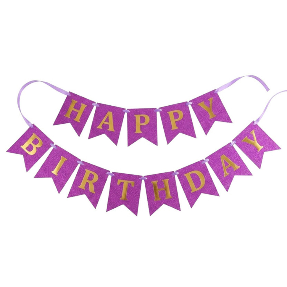 Гірлянда з прапорцями "Happy Birthday" MK 5955(Black) чорна — фото 3