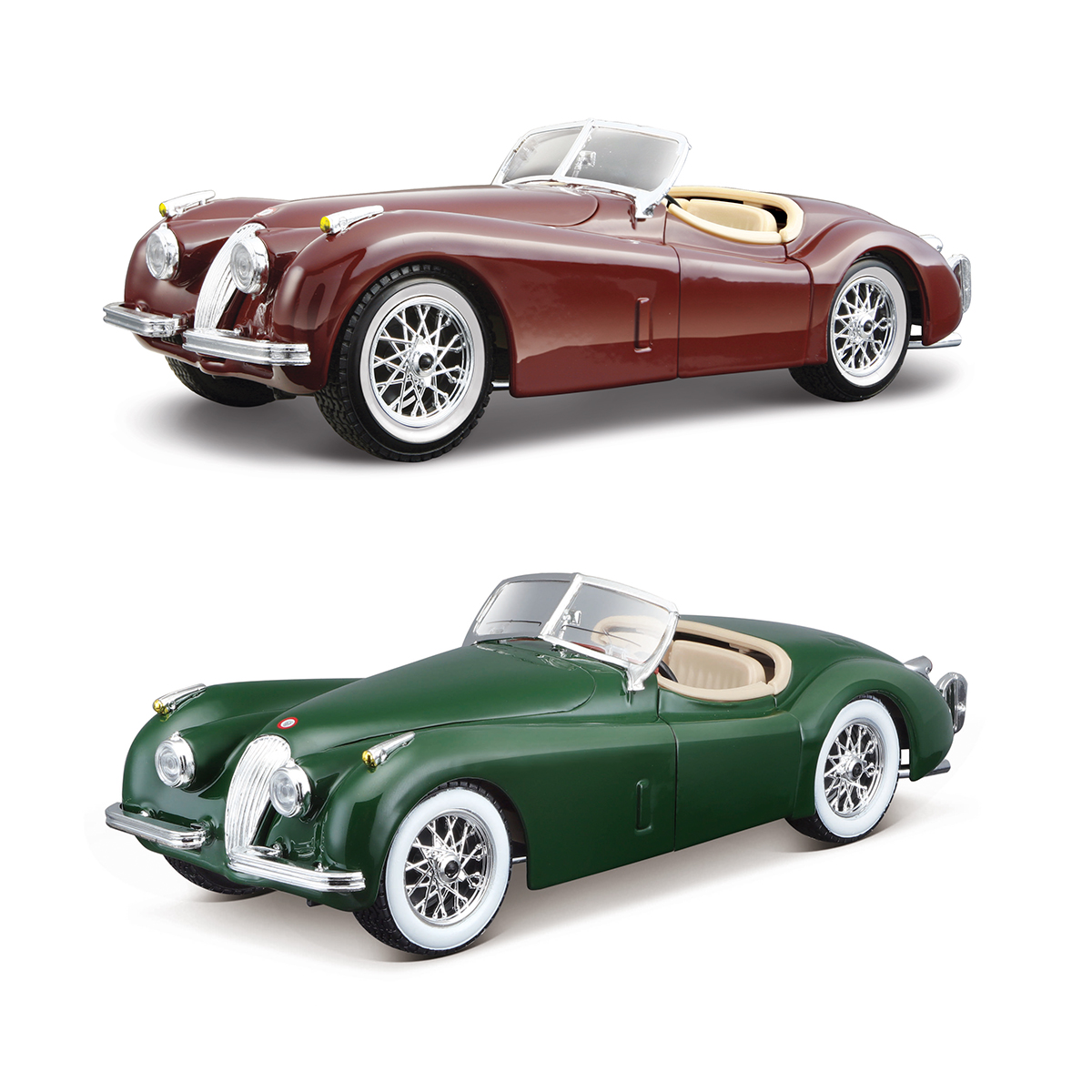 Автомодель - Jaguar XK 120 (1951) (ассорти вишневый, серебристый, темно-зеленый, 1:24)