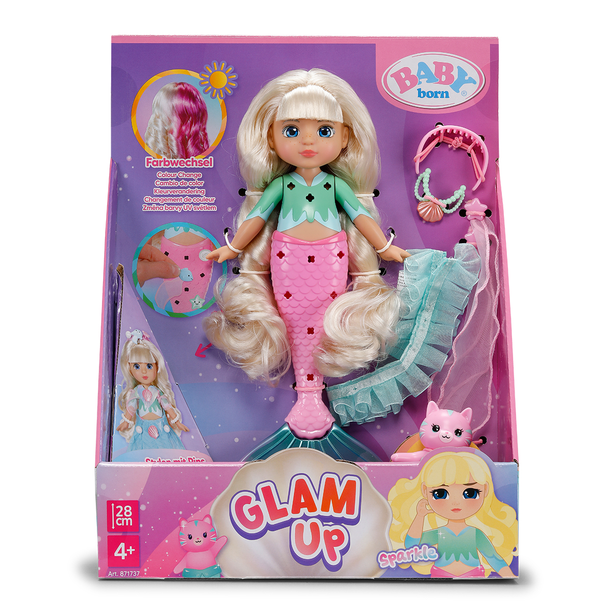 Лялька BABY born серії "Glam Up" – Русалонька Спаркл (28 см, з аксес.) — фото 4