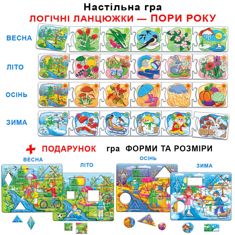 Дитяча розвиваюча гра "Логічні ланцюжки. Пори року" 86065 укр. мовою — фото 3