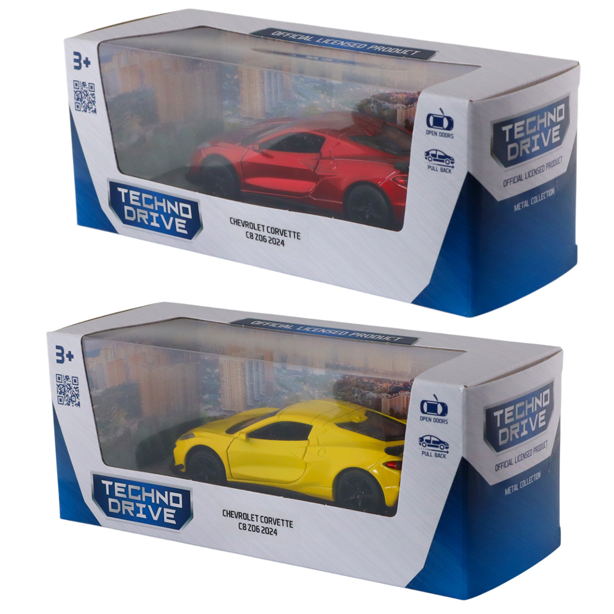 Автомодель – Chevrolet Corvette C8 Z06 2024 (жовтий, червоний) — фото 4