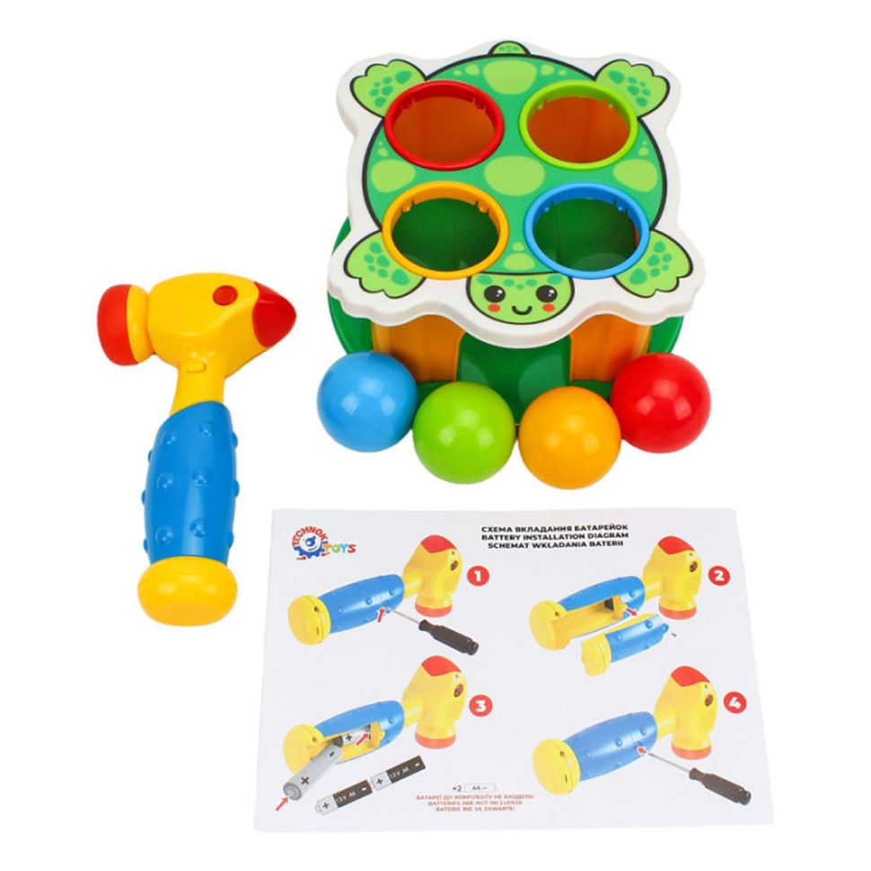 Развивающая игра с молоточком "FunnyTurtle" 3342TXK со звуком, 4 шарика — фото 3