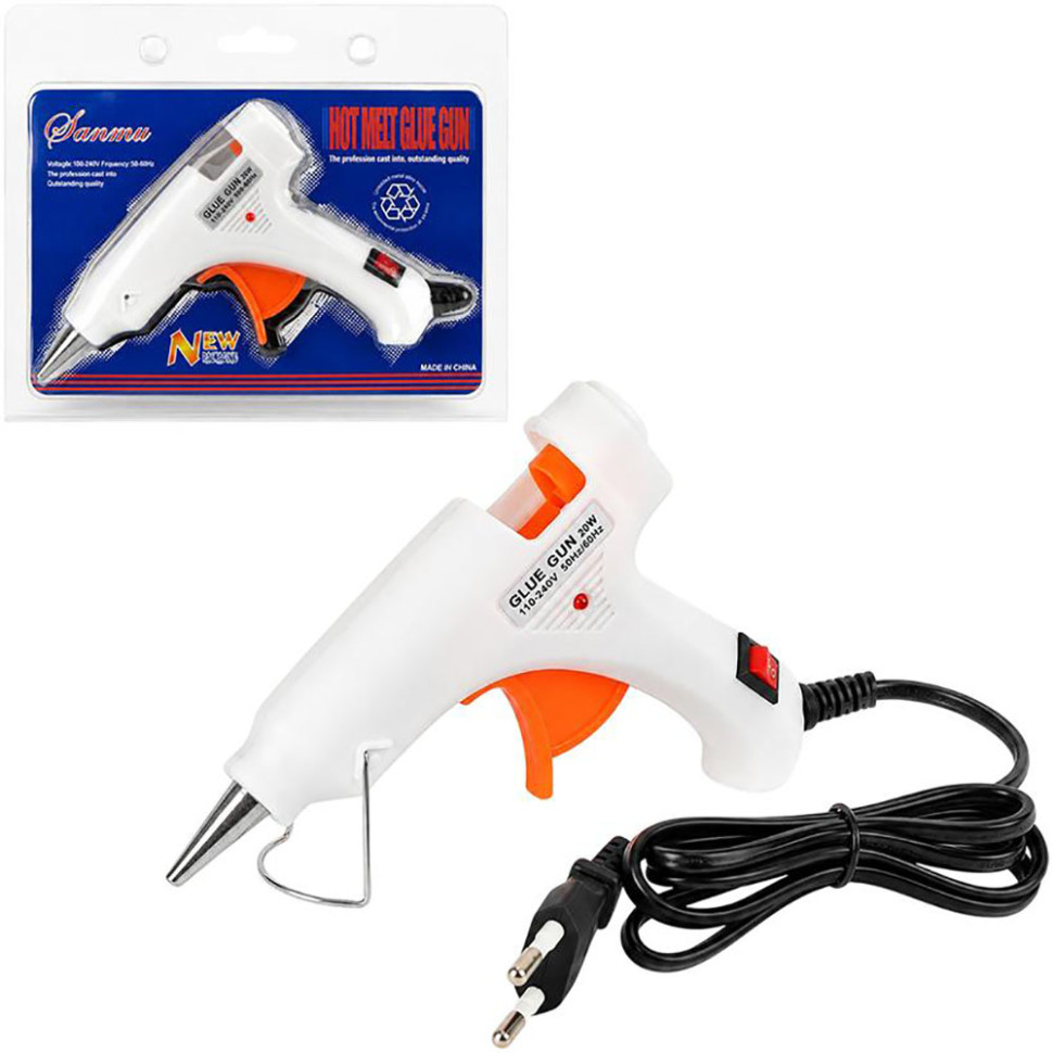 Клейовий пістолет з вимикачем та індикатором JQ2036White-20W(White) 7 мм, 20W