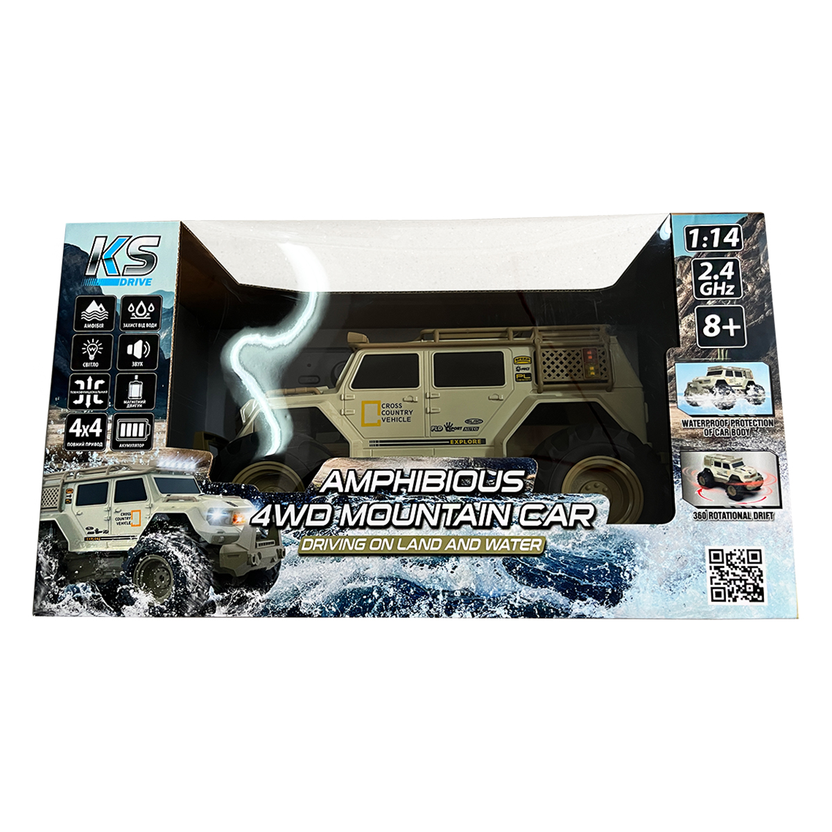 Автомобіль KS Drive на р/к – Amphibious 4WD (1:14, 2.4 ГГц, акум. 3,7 V, світло, звук) — фото 11