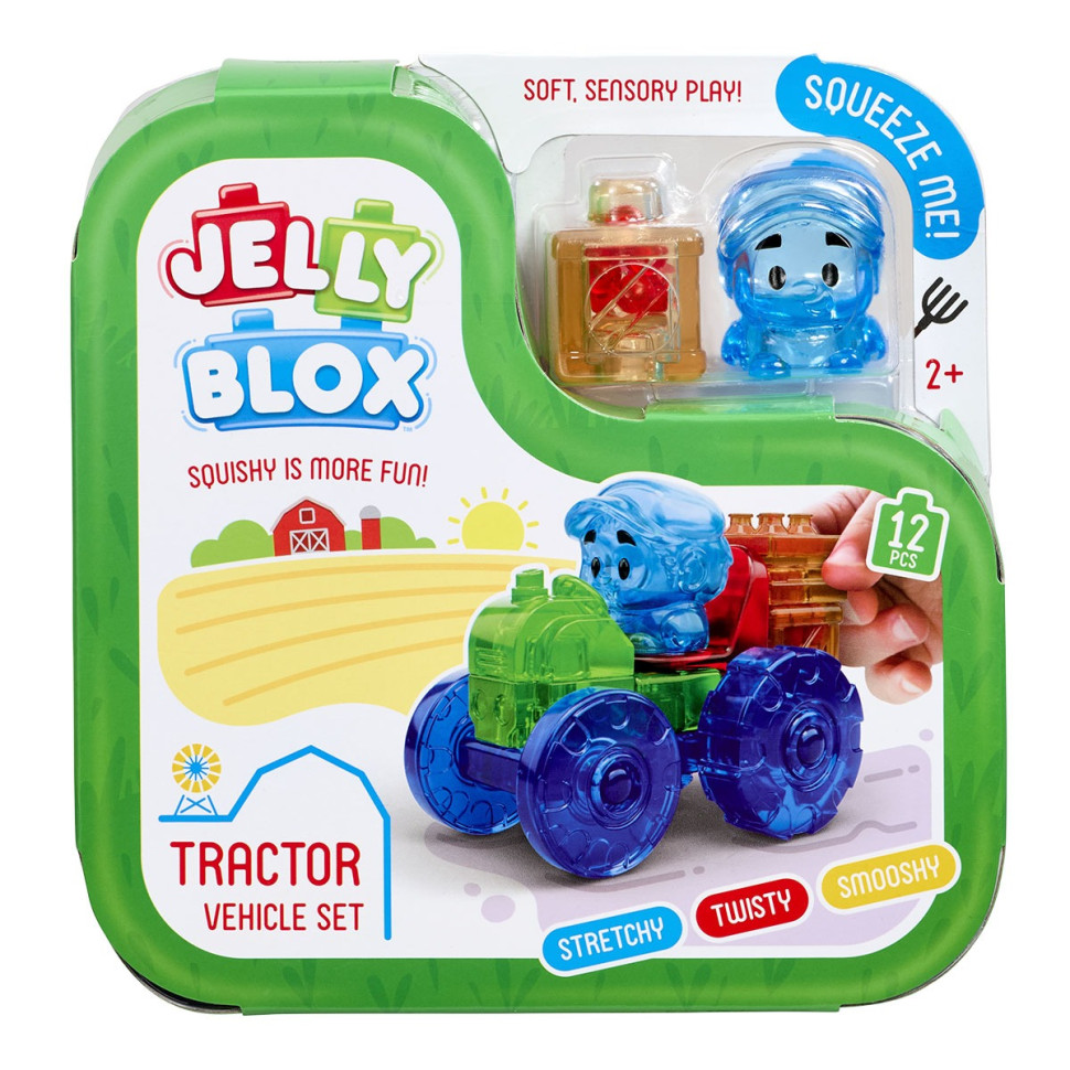 Дитячий сенсорний конструктор "Барвистий трактор" Jelly Blox 932945, 12 деталей
