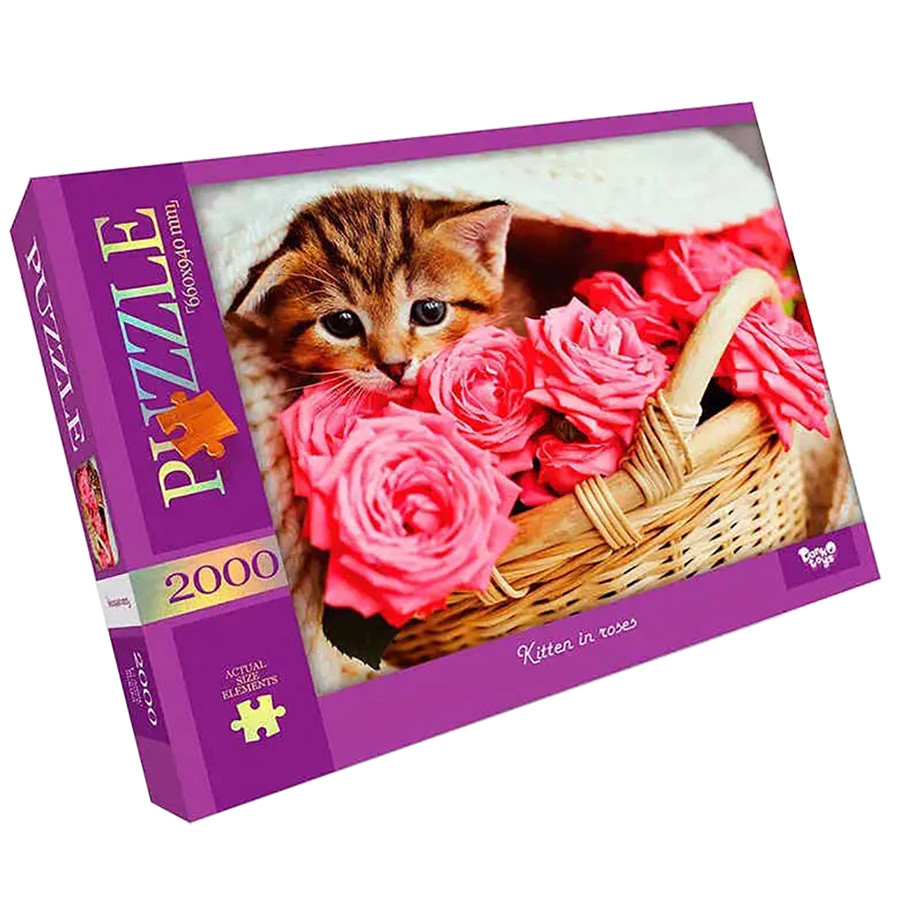 Пазл "Котик у трояндах" Danko Toys C2000-01-05, 2000 ел.