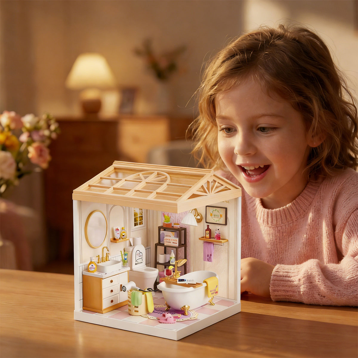 Конструктор-румбокс Mini House серії "Інтер'єр" – Ванна Кімната (світло) — фото 8