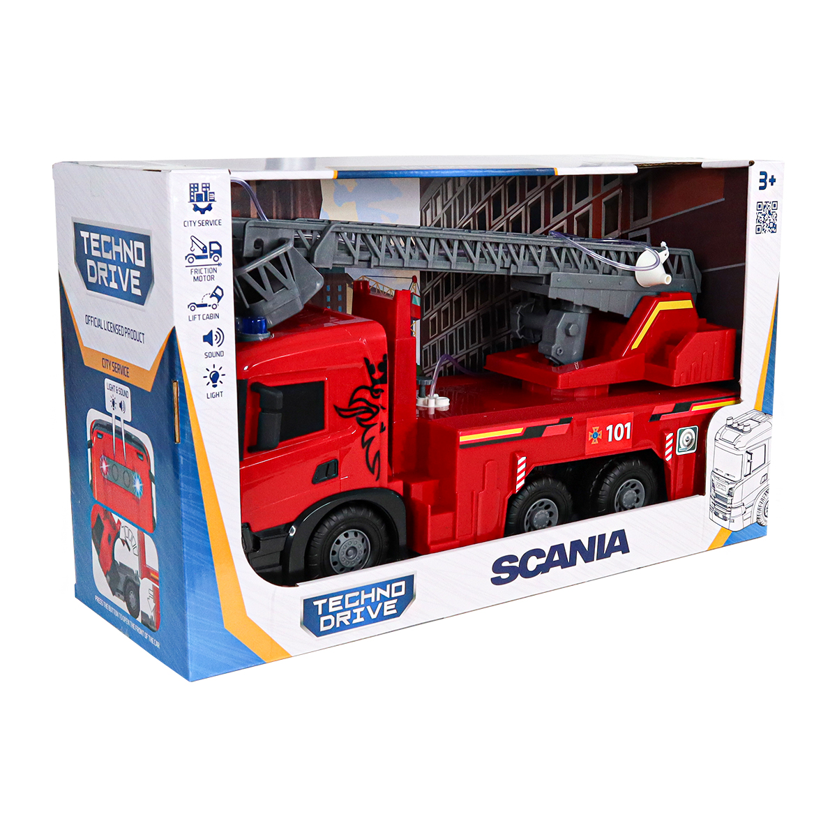 Автомодель серії "Super Big Truck" – Пожежна Машина Scania (світло, звук, функ. води) — фото 5