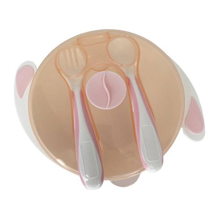 Тарілка на присосці з ложкою та виделкою MGZ-0109(Peach) 350 мл — фото 3