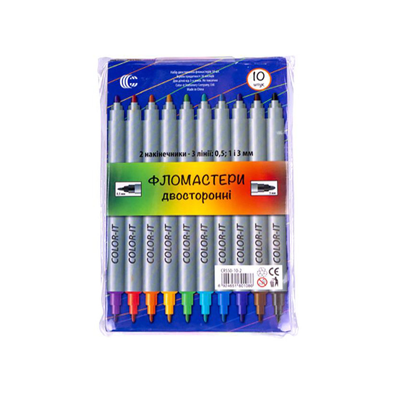 Детские Фломастеры "Двухсторонний" COLOR-IT 108-10F 10 цветов — фото 3